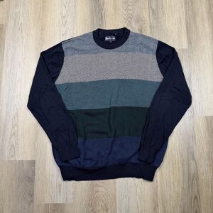 Barbour Sweater Mens XL Multicolor Herringbone Crewneck Cashmere Knit Pullover